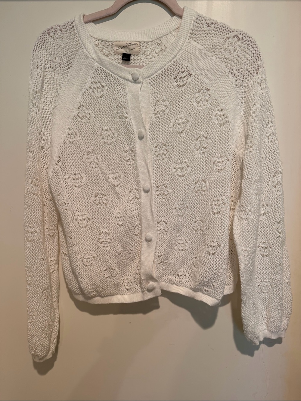 Universal Thread Cream Crochet Button-Up Cardigan